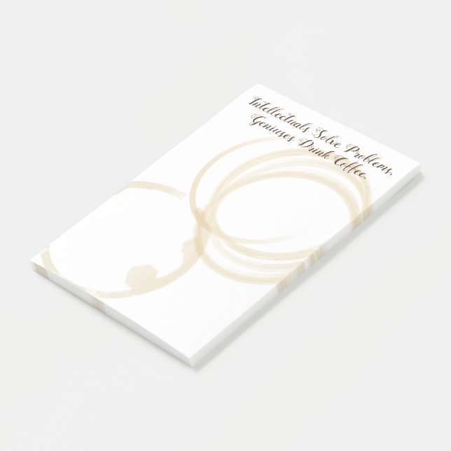 Der sonnige "Geniuses Drink Coffee Ring" Post-it Klebezettel (angewinkelt)