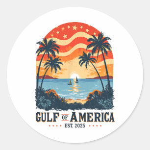 Der sonnige Golf von Amerika am Golf von Vintagen  Runder Aufkleber