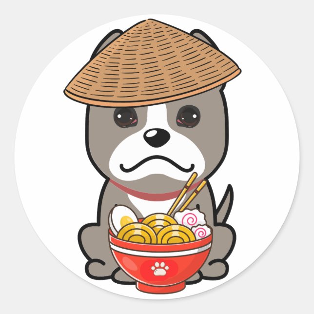 Der sonnige Grauhund isst Nudeln Runder Aufkleber (Vorderseite)