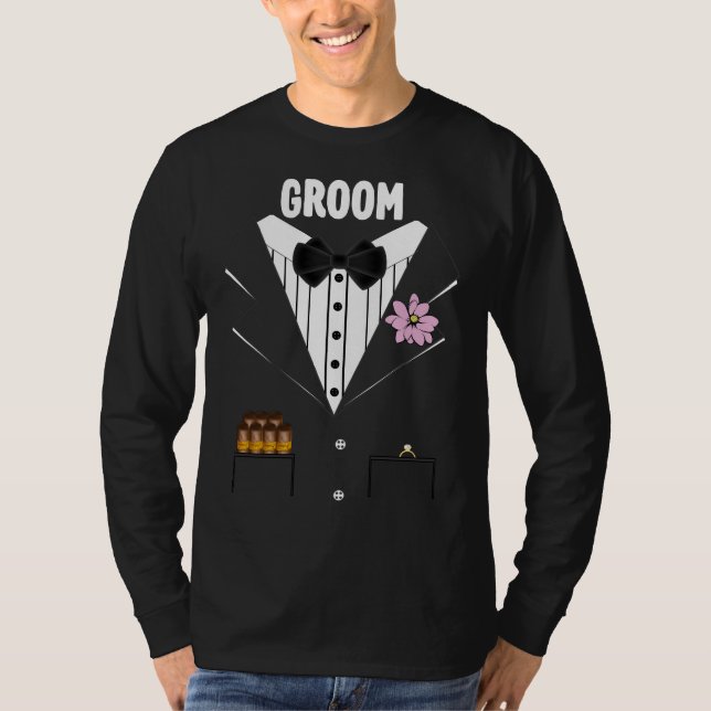Der sonnige Groom Tuxedo mit Zigarren und Brillenr T-Shirt (Vorderseite)