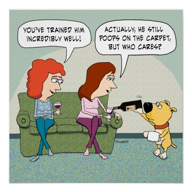 Der sonnige, gut trainierte, weinservierte Hund Poster (Vorderseite)