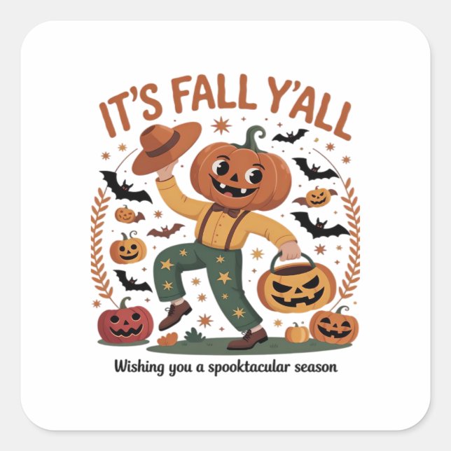 Der sonnige Halloween Herbst Niedlich Herbst 2009  Quadratischer Aufkleber (Vorderseite)