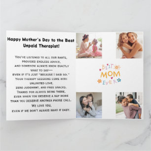 Der sonnige "Mama Unbezahlter Therapeut" Blumenmut Karte