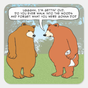 Der sonnige vergessene Bär im Wald Quadratischer Aufkleber