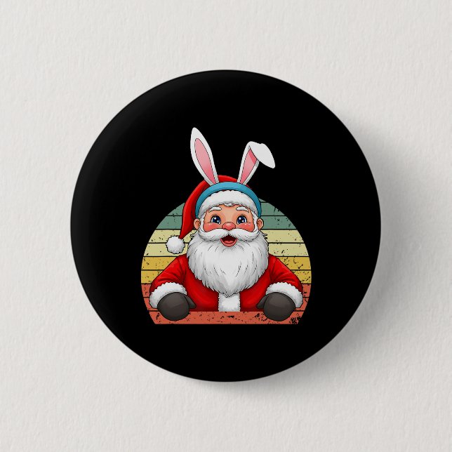 Der sonnige Weihnachtsmann mit sonnigen Ohren zu W Button (Vorderseite)