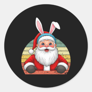 Der sonnige Weihnachtsmann mit sonnigen Ohren zu W Runder Aufkleber