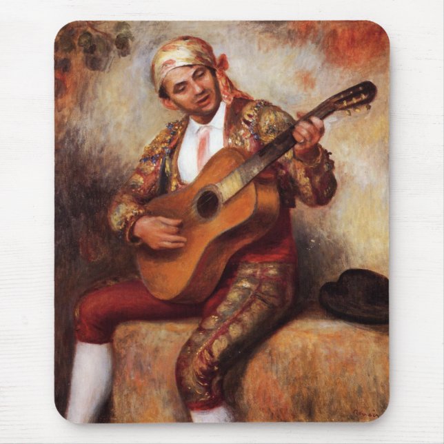 Der spanische Gitarrist (von Pierre-August Renoir) Mousepad (Vorne)