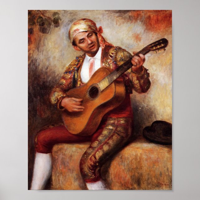 Der spanische Gitarrist (von Pierre-August Renoir) Poster (Vorne)