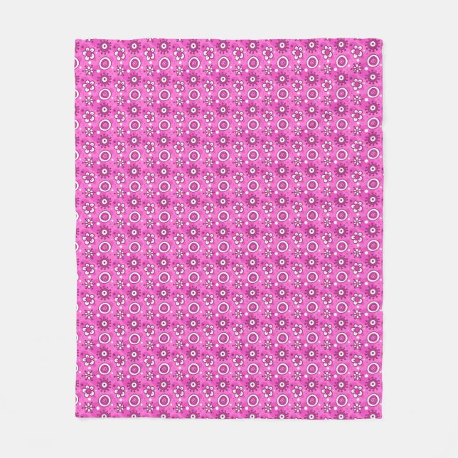 Der Spaß-niedliches rosa Blumen-u. Form-Muster des Fleecedecke (Vorderseite)