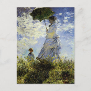 Der Spaziergang, Dame mit Sonnenschirm Postkarte