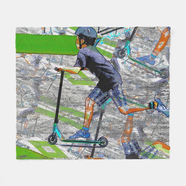 Der Speedster - Der schwarze schwarze Roller Fleecedecke (Vorderseite (Horizontal))