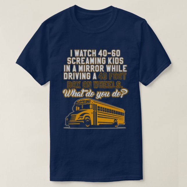 Der Spiegel beim Fahren des lustigen Schulbusfahre T-Shirt (Design vorne)