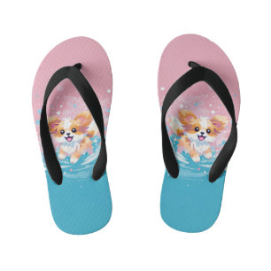 Der spielerische Papillon Pup: Splash of Pink and  Kinderbadesandalen
