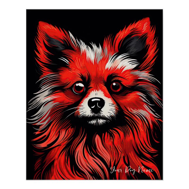 Der Spitz Hund, rot und schwarz 001 - Ulises Dal Poster (Vorderseite)