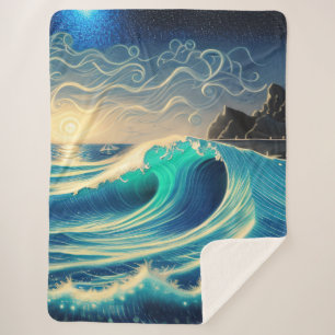 Der Splendor einer blauen Welle Sherpadecke