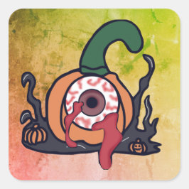 Der spöttische Blutschuss Kürbis Quadratischer Aufkleber