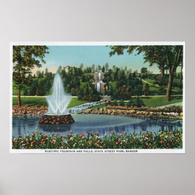 Der Springbrunnen und die Wasserfälle Poster (Vorne)