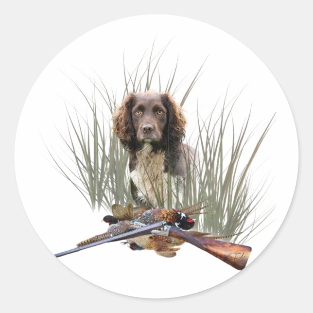 Der Sprocker Spanier, Gun Dog Art Runder Aufkleber (Vorderseite)