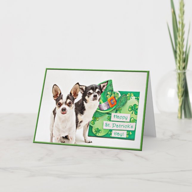 Der St. Patrick's Day Chihuahua Karte (Vorderseite)