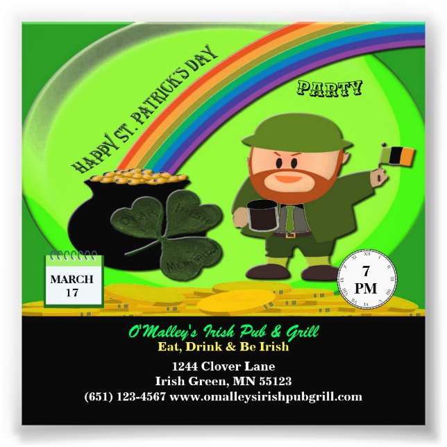 Der St. Patrick's Day Leprechaun, Pot of Gold Fotodruck (Vorne)