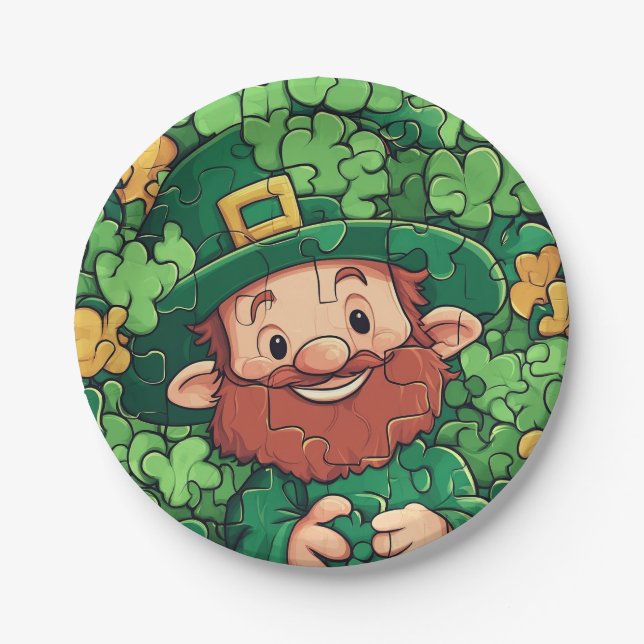 Der St. Patrick's Day Leprechaun Puzzle jedes Alte Pappteller (Vorderseite)