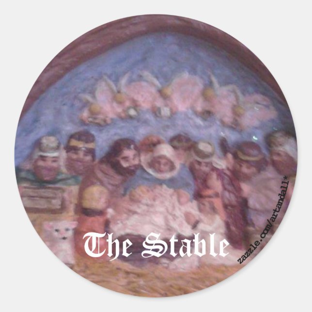 DER STABLE-Aufkleber DER CHRISTMAS Runder Aufkleber (Vorderseite)