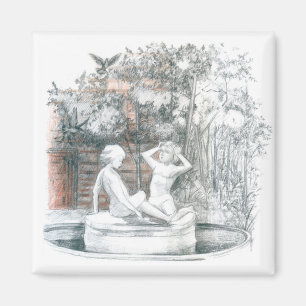 der Stadtbrunnen mit Figuren für Mädchen Magnet