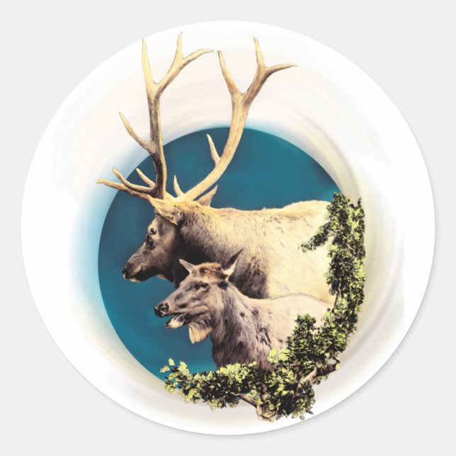 Der Stag und die Hinten Runder Aufkleber (Vorderseite)