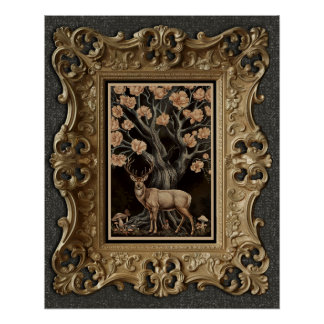 Der Stag und die Magnolia Tree Semi Gloss Print Poster