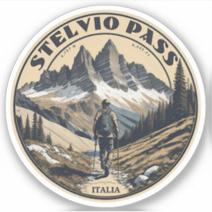 Der Stelvio-Pass Gebirgspass Italien  Schweiz  Aufkleber