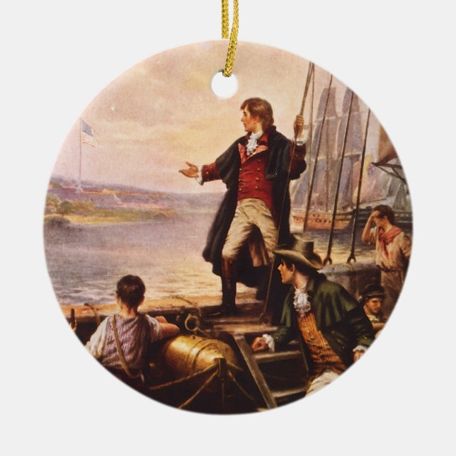 Der Stern Spangled Fahne durch Percy Moran Keramik Ornament (Vorne)