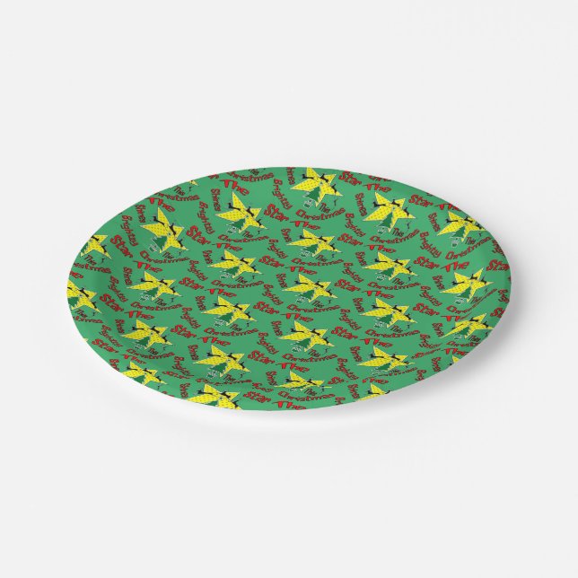 Der Stern strahlt zu Weihnachten hell Pappteller (Schrägansicht)