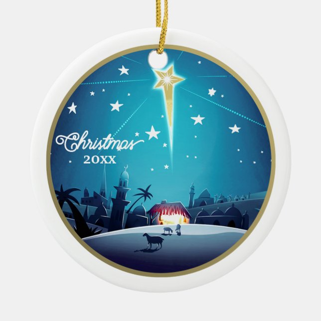 Der Stern von Bethlehem. Weihnachtsfeiern Keramik Ornament (Vorne)