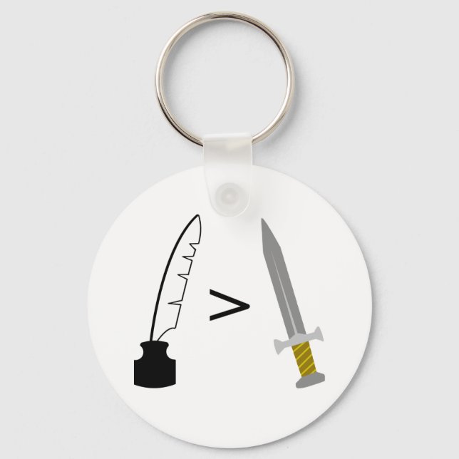 Der Stift ist mächtiger als das Schwert Schlüsselanhänger (Vorderseite)
