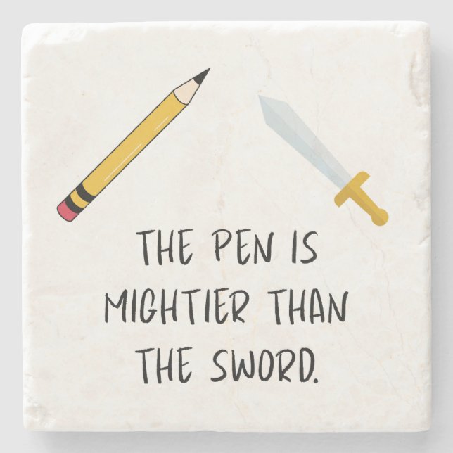 Der Stift ist mächtiger als das Schwert Steinuntersetzer (Vorderseite)
