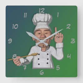 Der Stil des Koch 2 Cartoon Quadratische Wanduhr