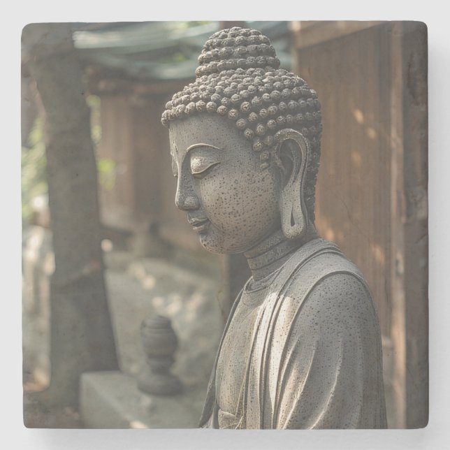 Der stille Buddha Steinuntersetzer (Vorderseite)