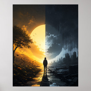 Der stille Pfad zwischen Licht und Dunkelheit Poster