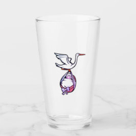 Der Storch trägt ein Baby Glas