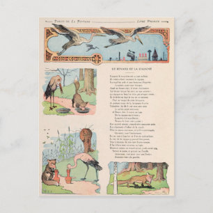 Der Storch und der Fuchs aus den Fabeln Postkarte