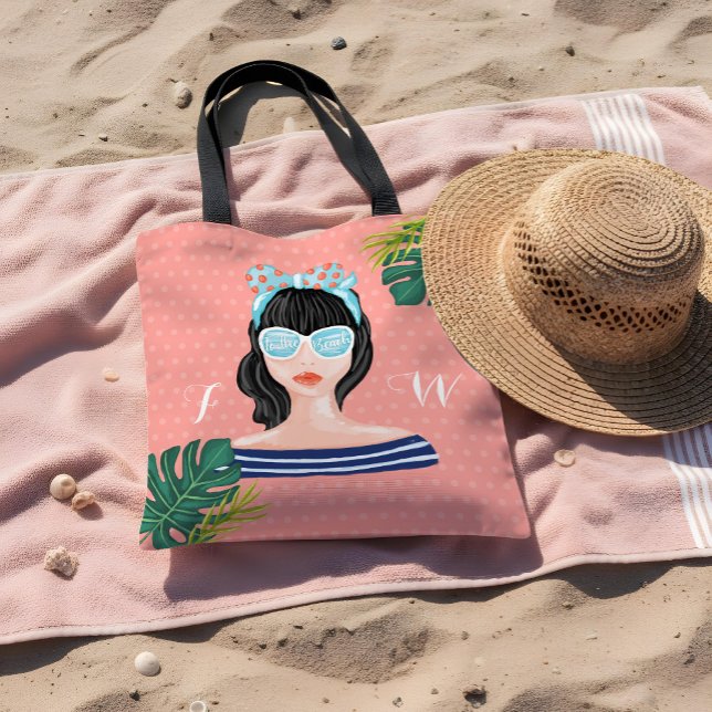 Der Strand | Beach Beauty Retro Tropical Blätter (To The Beach | Beach Beauty Retro Tropical Leaves Tote Bag)