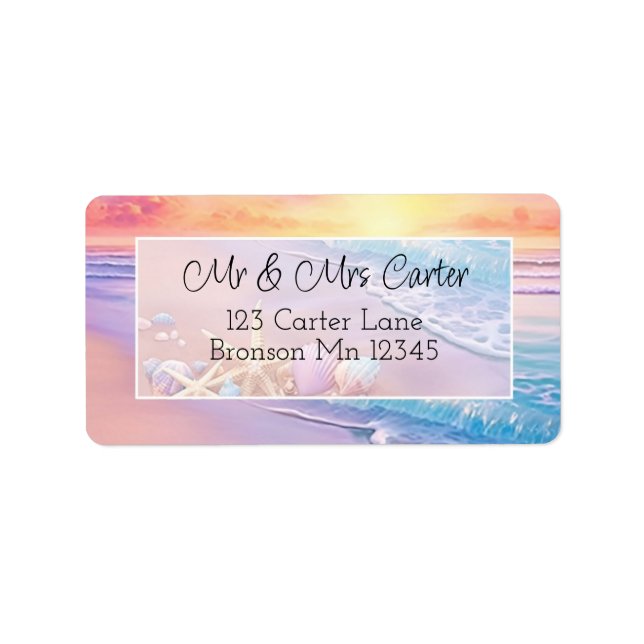 Der Strand bei Sunset Adressaufkleber (Vorne)