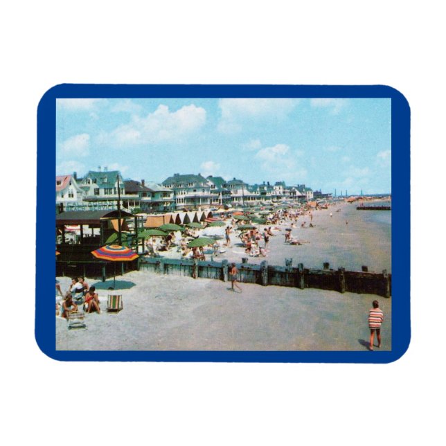Der Strand, Cape May NJ, Vintage Postkarte Magnet (Horizontal)