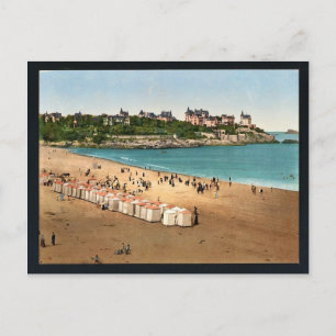 Der Strand Dinard, das französische Vintage Fotoch Postkarte