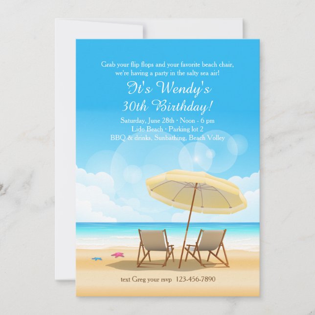 Der Strand erwartet Sie Einladung (Vorderseite)