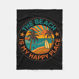 Der Strand ist mein glücklicher Ort Retro Sommer S Fleecedecke