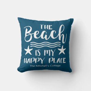 Der Strand ist mein glücklicher Ort Zitat Küstenna Kissen
