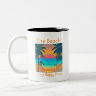 Der Strand ist mein glücklicher Ort Zweifarbige Tasse