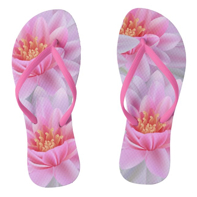 Der Strand ist riesig, umdrehe Flops-Rosa Blumende Flip Flops (Fußbett)