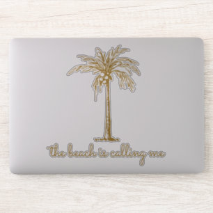 Der Strand ruft mich Gold Kokosnusspalme Aufkleber